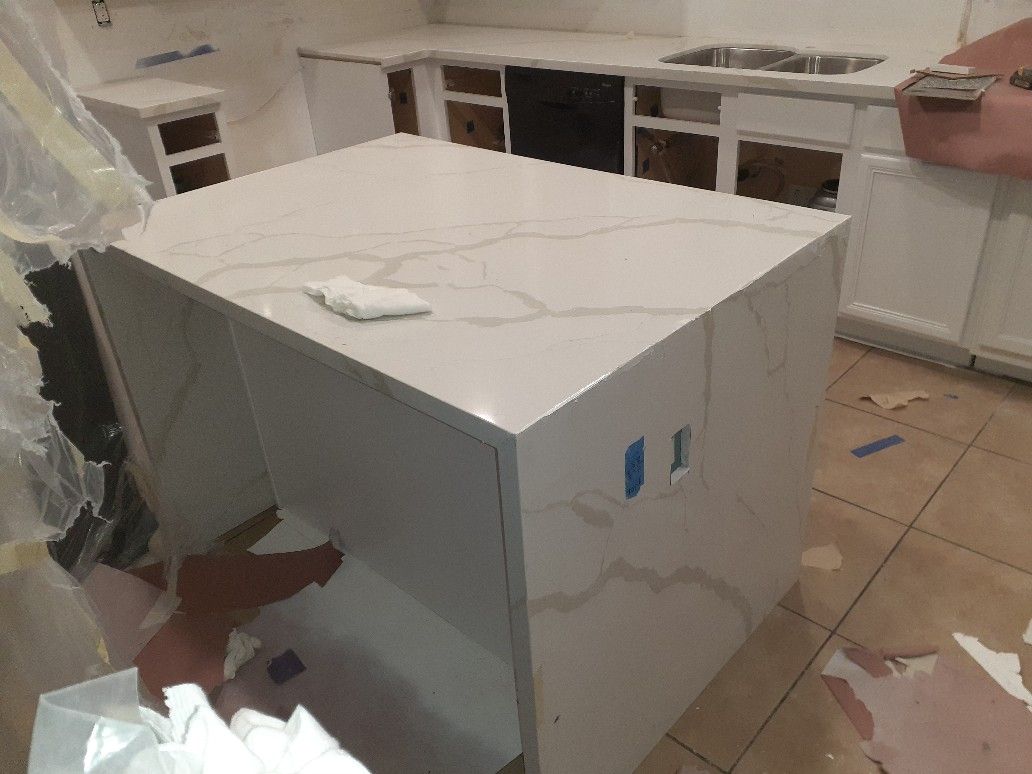 Calacatta White Prefab Quartz Fabrication/installation Available