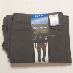 Eddie Bauer Men's Fleece Lined Tech Pants Gray Available in 36x32/38x32
