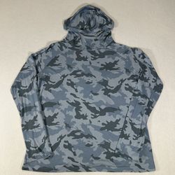Free Fly Womens Large Seasmoke Blue Camouflage Bamboo Lightweight Fishing Hoodie