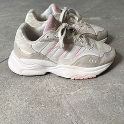 Adidas - Girls/Women Size 4.5 White/ Off White/ Pink