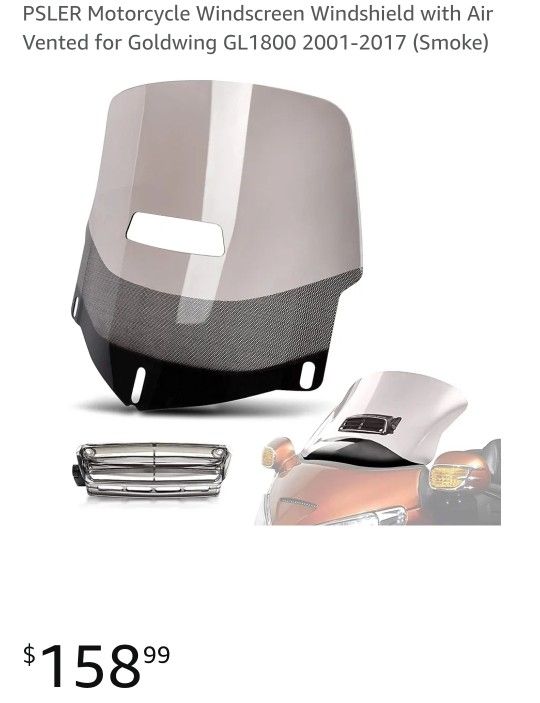 PSLER Motorcycle Windscreen Windshield with Air Vented for Goldwing GL1(contact info removed)-2017 (Smoke