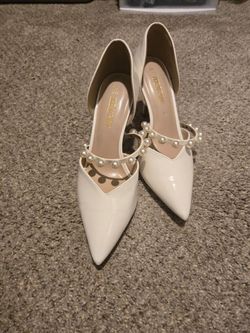 White Pearl Wedding Heels