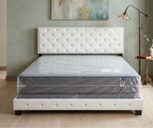 NEW BED FRAME KING SIZE WITH MATTRESS AND BOX SPRING