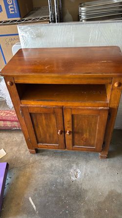 Solid Wood Cabinet with Open Shelf