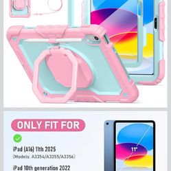 Case for iPad (A16) 11th Generation 11" 2025 and iPad 10th Generation 10.9" 2022, Lainergie iPad A16 Case with Screen Protector 360° Rotating Stand Sh