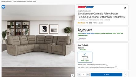 Barcalounger Carmelo Fabric Power Reclining Sectional