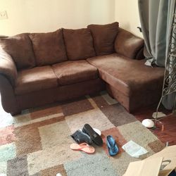 Brown Microfiber Sectional Sofa with Chaise