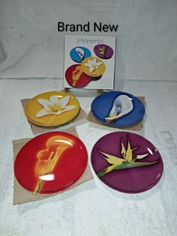 Brand New Gorgeous Set Of 4 Parfums Givenchy Ceramic Dessert Plates