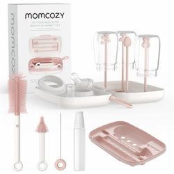 Momcozy 7-in-1 Travel Baby Bottle Cleaning and Drying Rack Set