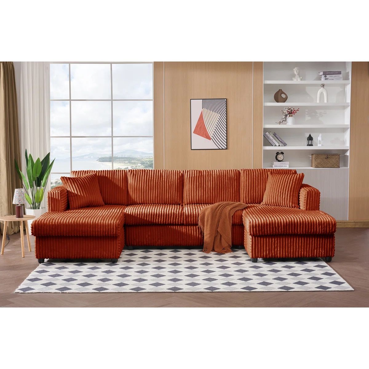 Orange U Sectional Sofa- New Unopened Box 