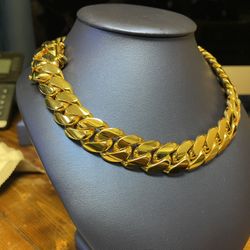👑🥇 20MM MIAMI CUBAN LINK CHAIN ✨🔥 18” GOLD OVER SILVER