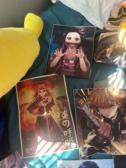 Demon slayer and one punch man tin posters