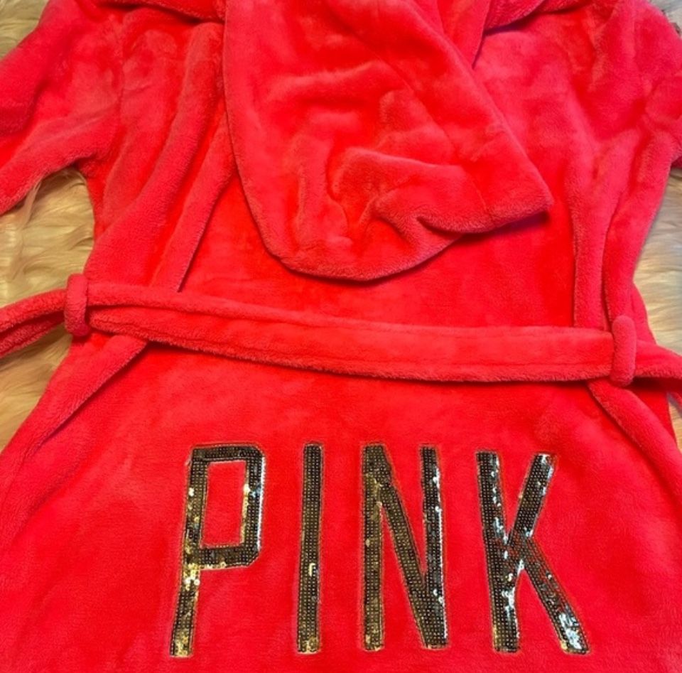 Victoria Secret Hot Pink Plush Bling Robe