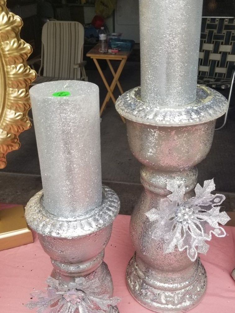 Silver Glitter Candles
