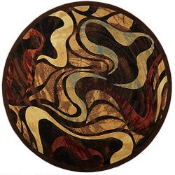 Home Dynamix Catalina Picasso 7'10 Round Area Rug in Brown/Black/Beige