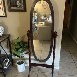 Antique Full-Length Cheval Mirror – Solid Wood Frame