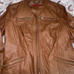 Guess Brown Leather Jacket (Large)