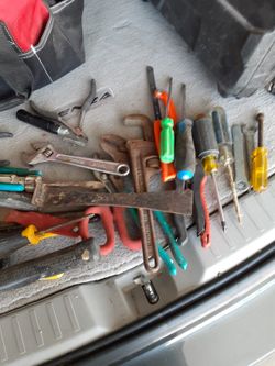 Hammer, Screw Drivers. Heavy Duty Tool Bag And More