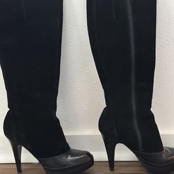 Nine West Black Leather Long Boots 