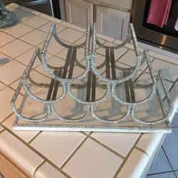 Luxury 9 Bottle Wine Rack With Rhinestones And Marble Base.