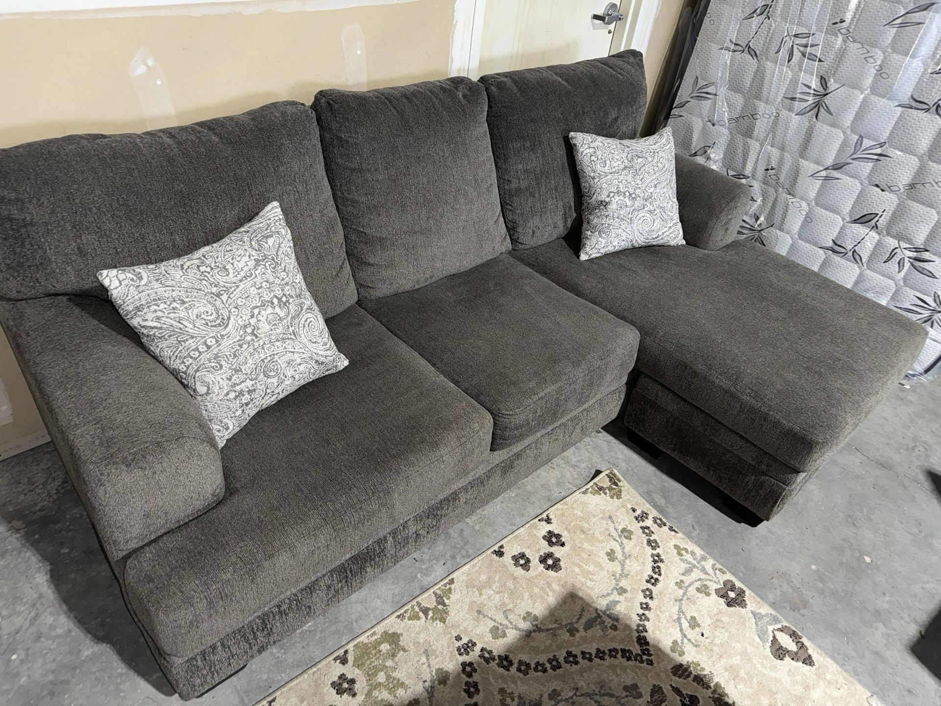 Free Delivery* Dark Gray Sofa Reversible Chaise 