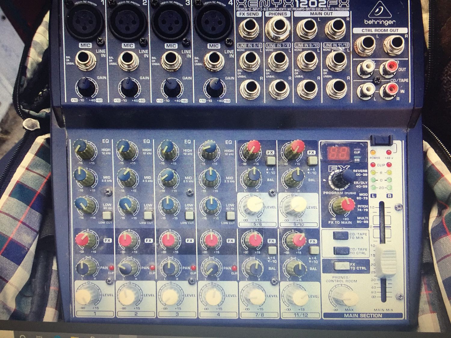 Behringer 12 Channel Mixing Board with Soft Case $70