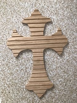 Handmade Wooden Cross Cut Out, initials K & B