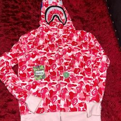 Pink bape hoodie  