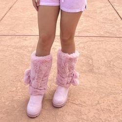 Pink Furry Boots