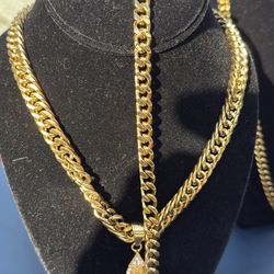 Stainless Steel Necklace & Bracelet Set with Cross Pandent