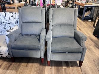 Pair of Gray Fabric Electric Recliner Chairs