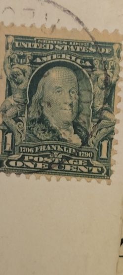 BEN FRANKLIN US Postage 1 Cent Stamp-Green EXTREMELY RARE 1900s See Details