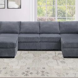 3-Piece Sectional Set RAF/LAF Chaise + Armless Loveseat (Armless Chair x 2)  Color: Dark Gray   💢  Seccional De 3 Piezas Nuevo En Caja Color Gris