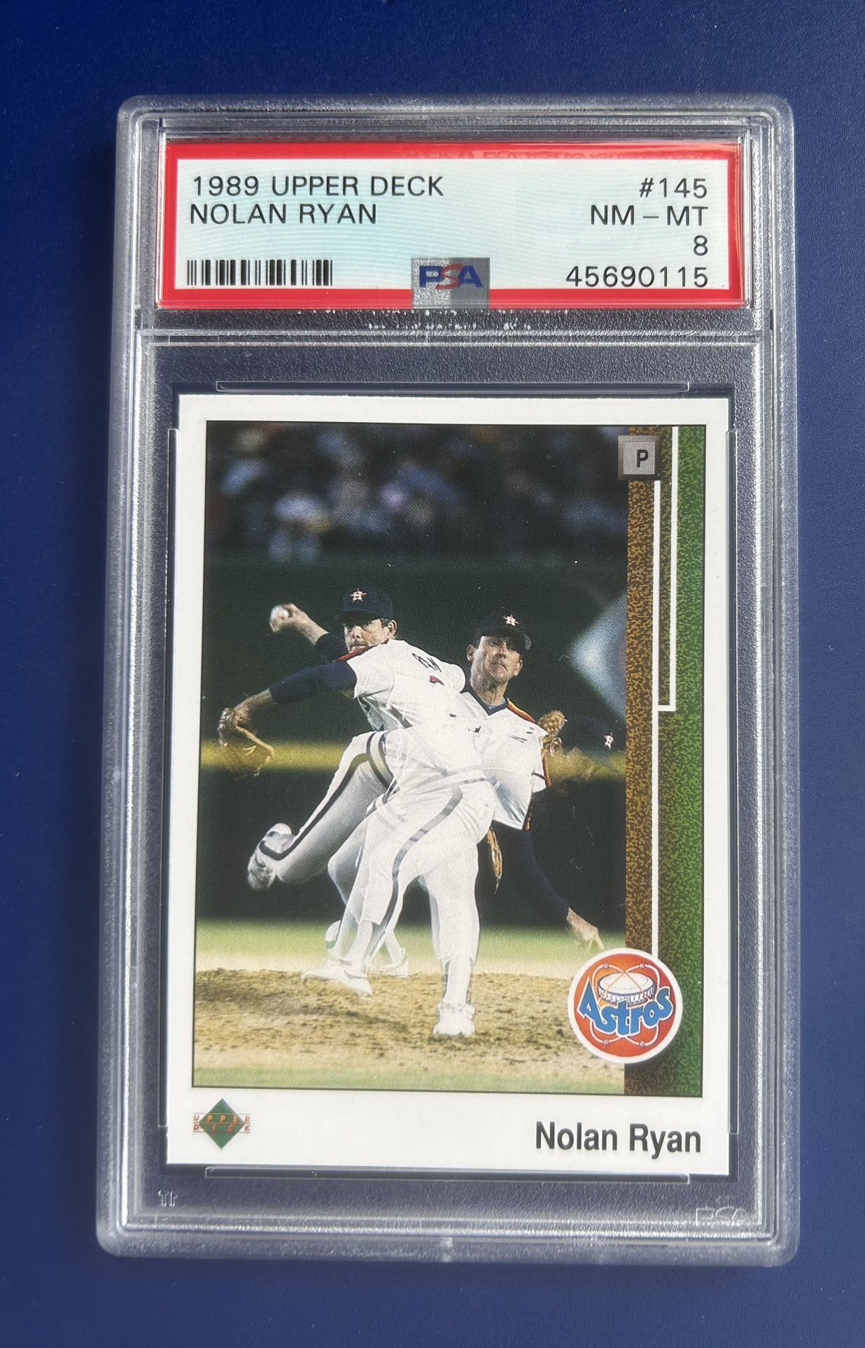 1989 Upper Deck Nolan Ryan Baseball Card Graded PSA 8