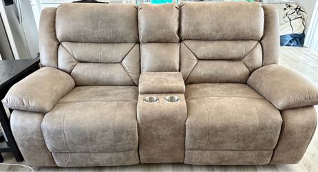 AFW Recliner Sofa with Console & Matching Recliner Chair
