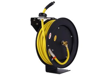 Retractable Air Hose Reel 3/8" × 50 FT, Heavy Duty Industrial Steel Auto Rewind Air Compressor Hose Reel with SBR Rubber Hose, 300 PSI
