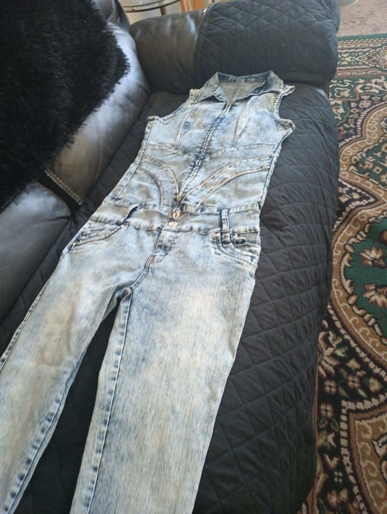 Embezzled Denim Romper