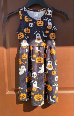 Girls Halloween Print Sleeveless Dress