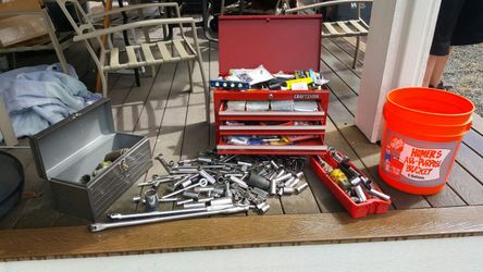 Lot of sockets and toolboxes
