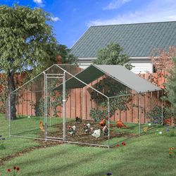 Extra Large Metal Chicken Coop Walking Poultry Cage Hen Run House Rabbits Habitat Cage 
