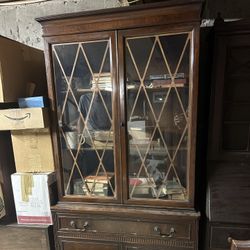 1940s Vintage Mahogany China Cabinet