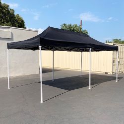 $185 (New) Heavy-duty 10x20 ft outdoor ez pop up canopy party tent instant shades w/ carry bag (black, red)