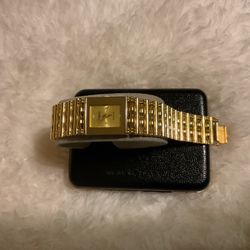 Vintage Goldtone Link Bracelet Watch With Mirror And Diamonds (Xanadu)