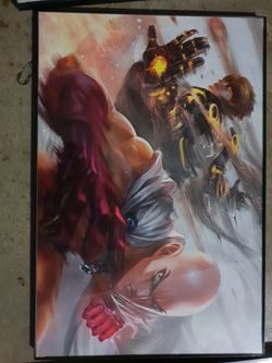 One punch man poster with poster frame