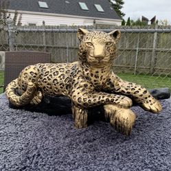 Golden Leopard On The Log