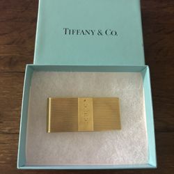 Beautiful Used Tiffany And Co Money Clip 24 Grams Solid 14 Karat Gold In Original Box!