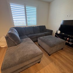 Gray Sectional w/ Ottoman — Smoke-Free Home — $600