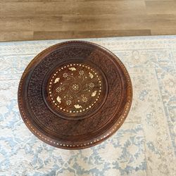 Hand-Carved Wooden Side Table / Accent Table