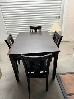 Dark Wood Dining Table with 4 Chairs