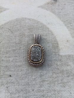 Silver and Gold Pave Stone Pendant